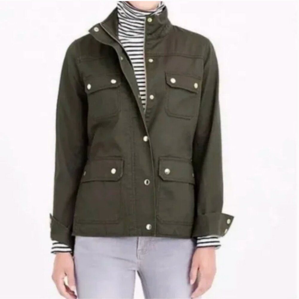 J. Crew Factory Relaxed Boyfriend Field Utility Cotton Gray Jacket Size Small